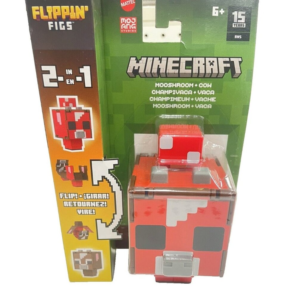 Minecraft Flippin' Figs Minecraft 2 In 1 Mooshroom , Cow Figure